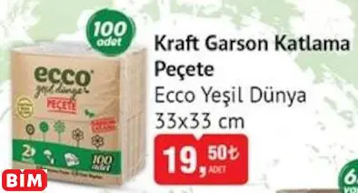 ECCO YEŞİL DÜNYA  KRAFT GARSON KATLAMA PEÇETE